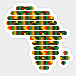 Kente, Africa Map with Stripes, Ghana Pattern Sticker